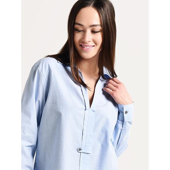 BROCHU WALKER The Lea Popover Shirt Size Medium Oxford Blue Relaxed Fit - Picture 4 of 10